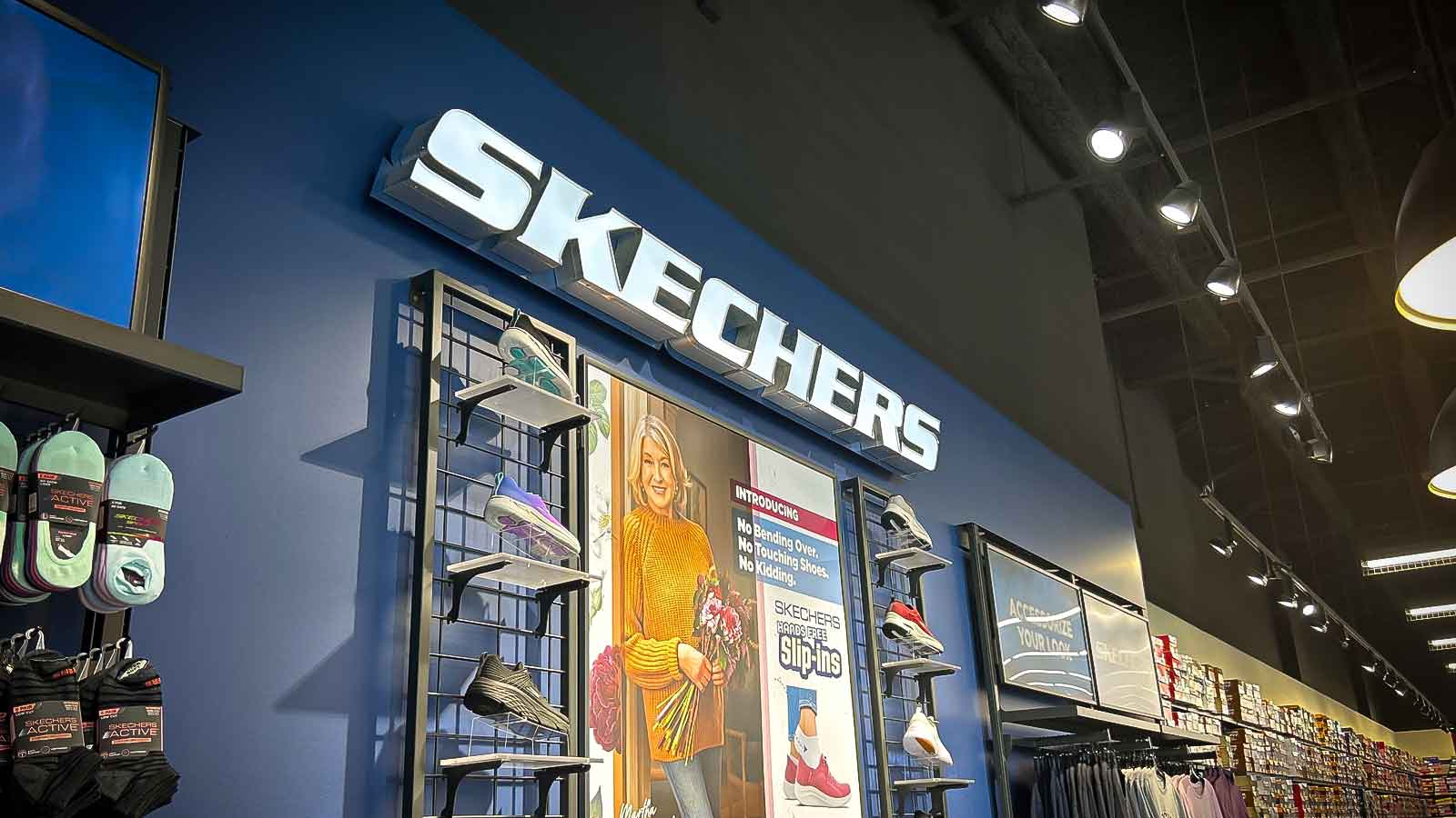 Interior of a Sketchers shoe store.