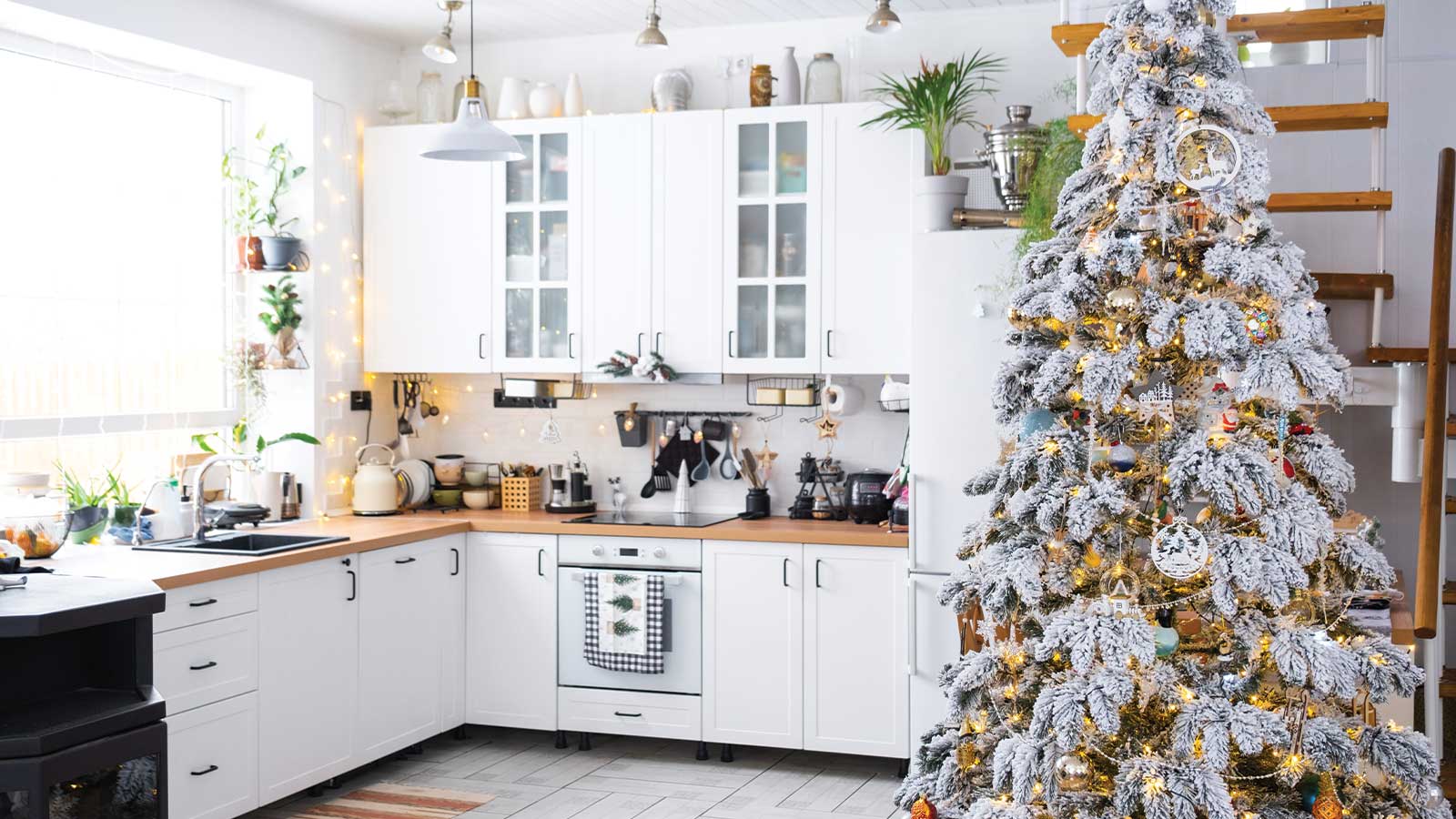 a christmas tree in a kitchen - Transform Your Kitchen with Custom Cabinet Painting