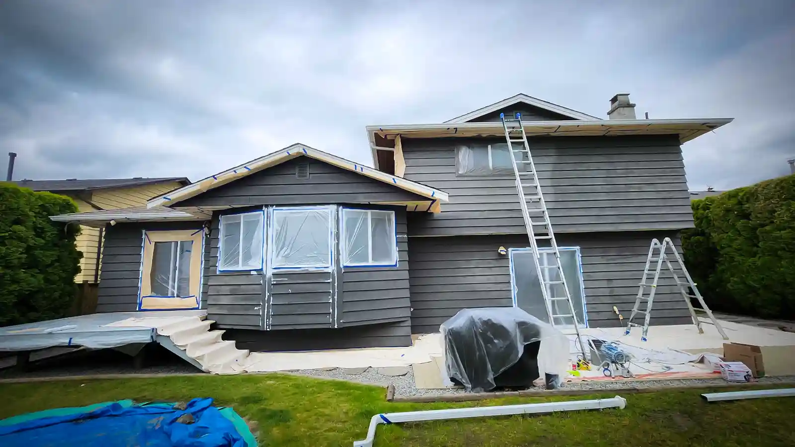Home being prepped for painting.